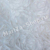 Розы 3D (сетка), общая ширина полотная - 155 см, ширина с цветами - 130 см., белый