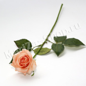 Ветка розы (шелк-сырец), персик,  высота - 44 см.