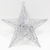 Звезда новогодняя, цвет серебро, размер 15 см 