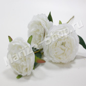 Ветка розы, три бутона, цвет белый, длина 53 см 