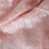 Ткань пайетка (основа сетка), ширина - 150 см, размер пайетки - 3 мм, матово- розовый