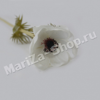 Ветка анимона, белая, высота 43 см., диаметр цветка7,5 см. (0,17)