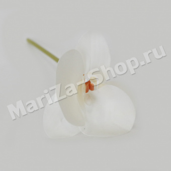 Ветка орхидеи, латекс, белая, длина 12 см, диаметр цветка 8 см. (0,006)
