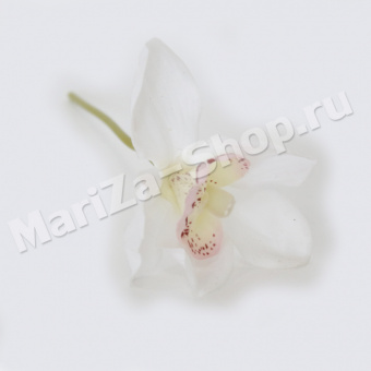 Ветка орхидеи, шелк-сырец, белая, длина 13 см, диаметр цветка 10 см (0,007)