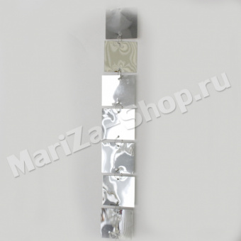 Зеркальные бусы, серебро, длина 1м, квадрат 5х5см. (0,022)