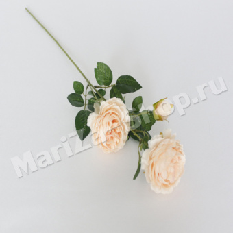 Ветка розы,3 бутона , длина 65 см, цвет персиковый ( 0,034)