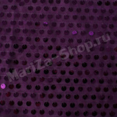 Ткань пайетка (основа сетка, нашита редко), ширина - 145 см, размер пайетки - 9 мм, тём. сиреневый