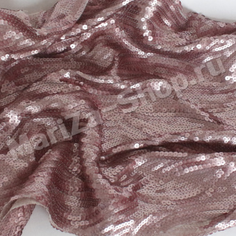 Ткань пайетка( змейка), ширина 147 см, пайеточная  130 см, цвет пыльно розовый